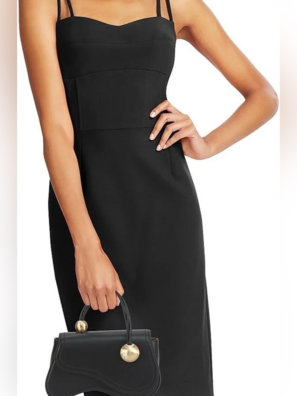 Cult Gaia Black Mini Top-Handle Bag with Gold Ball Accents - Picture 3 of 6